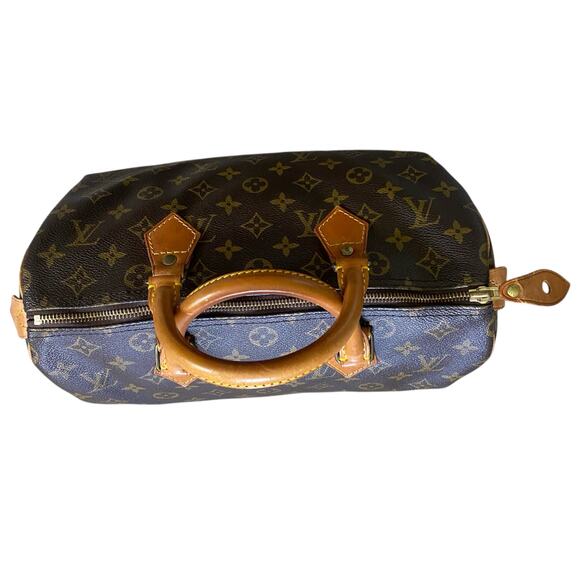 Louis Vuitton Speedy 30 Handbag LV Monogram Canvas Brown Tan Vintage Designer - Picture 4 of 16
